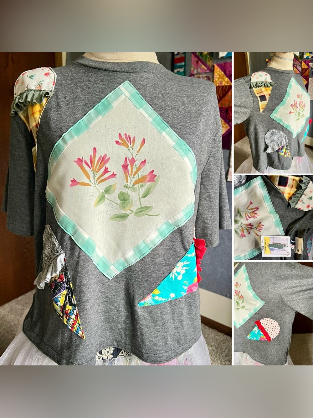 Quilty Tee - Ice Cream Cones and Flowers
